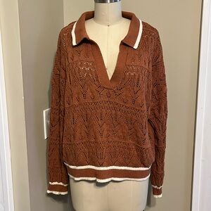 70s-esque open knit sweater